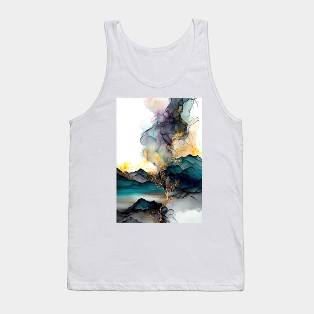 Mountain Eruption - Abstract Alcohol Ink Resin Art Tank Top by inkvestor